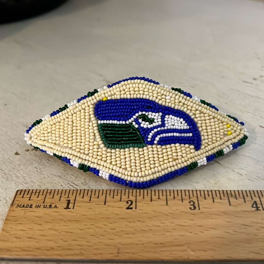 Handmade beaded Seattle Seahawks hair clip barrette